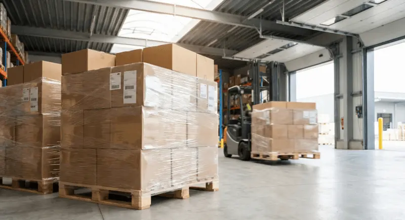 Argan Oil Wholesale Export Logistics – Morocco Palletized wholesale shipments prepared for international export logistics from Morocco.